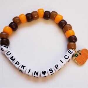 Handmade Beaded Halloween Fall Pumpkin Spice Kandi Bracelet